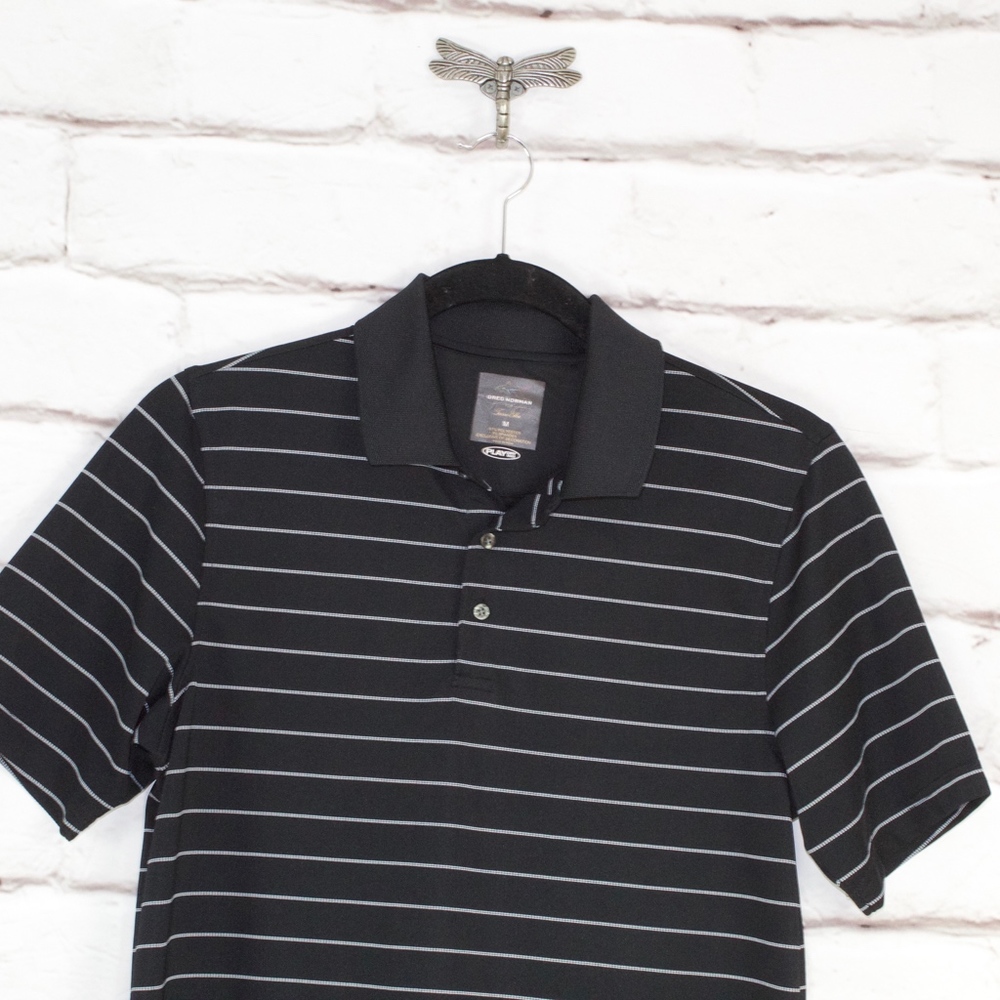 Greg Norman Tasso Elba Black White Play Dry Polo M - Picture 2 of 8